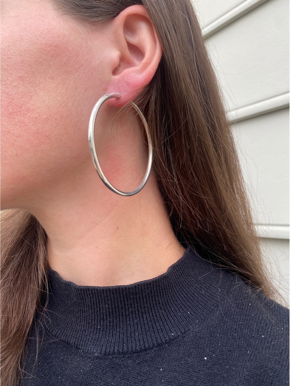 Vintage Sterling Silver Large Hoop Earrings